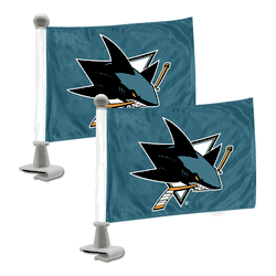 San Jose Sharks Ambassador Car Flags - 2 Pack Mini Auto Flags, 4in X 6in