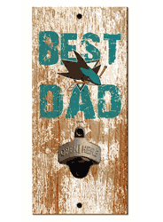 San Jose Sharks Best Dad Bottle Opener   Wood Sign
