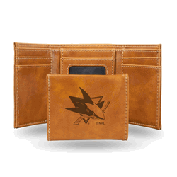 San Jose Sharks Brown Laser Engraved Faux Leather Trifold