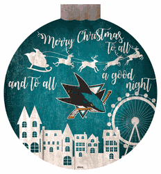 San Jose Sharks Christmas Village 12in Wall Art