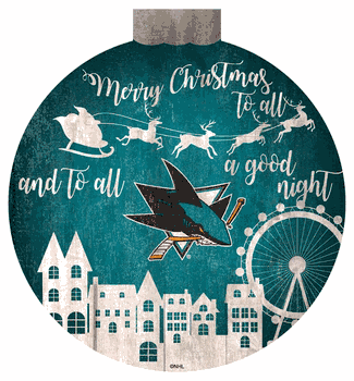 San Jose Sharks Christmas Village 12in Wall Art
