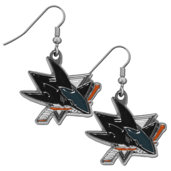 San Jose Sharks Chrome Dangle Earrings