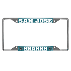 San Jose Sharks Chrome Metal License Plate Frame, 6.25in x 12.25in