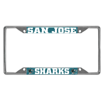 San Jose Sharks Chrome Metal License Plate Frame, 6.25in x 12.25in