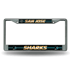 San Jose Sharks Classic 12" x 6" Silver Bling Chrome Car/Truck/SUV Auto Accessory
