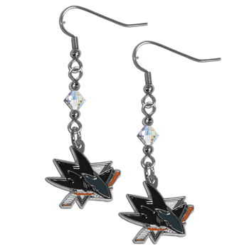 San Jose Sharks Crystal Dangle Earrings