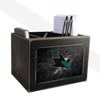San Jose Sharks Distressed Desktop Organizer w/Team Color