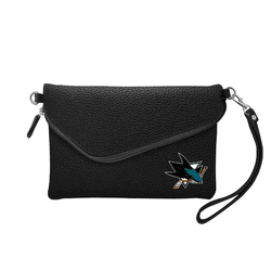 San Jose Sharks Fold Over Crossbody Pebble Black