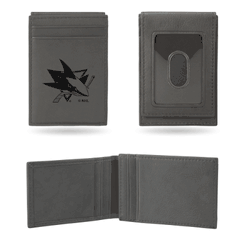 San Jose Sharks Gray Laser Engraved Front Pocket Wallet