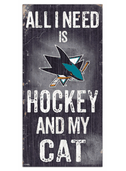 San Jose Sharks Hockey and My Cat 6x12 Sign