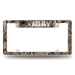 San Jose Sharks Mossy Oak 12" x 6" Chrome All Over Automotive License Plate Frame
