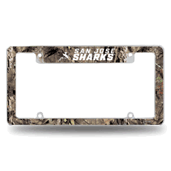 San Jose Sharks Mossy Oak 12" x 6" Chrome All Over Automotive License Plate Frame for Car/Truck/SUV
