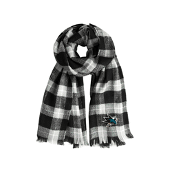 San Jose Sharks Plaid Blanket Scarf BL-GRY