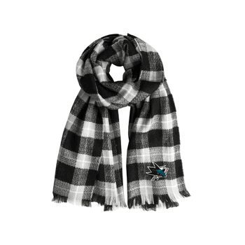 San Jose Sharks Plaid Blanket Scarf BL-GRY
