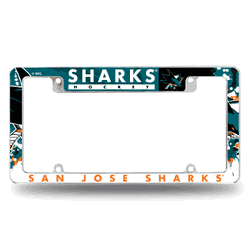 San Jose Sharks Primary 12" x 6" Chrome All Over Automotive License Plate Frame for Car/Truck/SUV