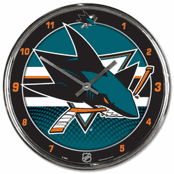 San Jose Sharks Round Chrome Wall Clock