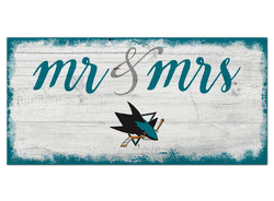 San Jose Sharks Script Mr & Mrs 6x12 Sign
