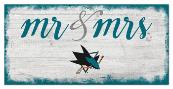 San Jose Sharks Script Mr & Mrs 6x12 Sign