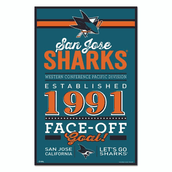 San Jose Sharks Sign 11x17 Wood Established Design