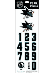San Jose Sharks Sportstar Officially Licensed Authentic Center Ice NHL Hockey Helmet Decal Kit  <B><font color="RED">CLEARANCE SALE - LIMITED QUANTITIES AT THIS PRICE</b></font>