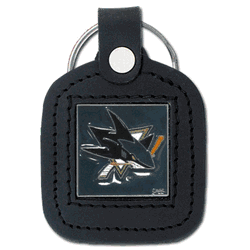 San Jose Sharks Square Leatherette Key Chain