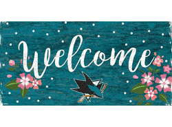 San Jose Sharks Welcome Floral 6x12 Sign