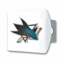 San Jose Sharks White Metal Hitch Cover with  3D Color Emblem