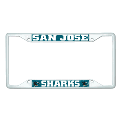 San Jose Sharks White Metal License Plate Frame - 6.25"x12.25"