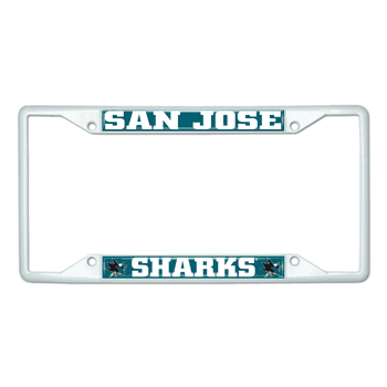 San Jose Sharks White Metal License Plate Frame - 6.25
