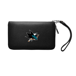 San Jose Sharks Zip Organizer Wallet Pebble Black