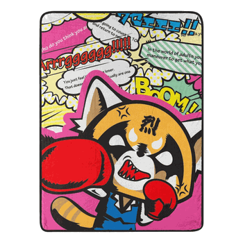 Sanrio Aggretsuko Boom Micro Raschel Throw Blanket 48x60 Inches