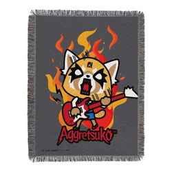 Sanrio Aggretsuko Let's Rock Woven Tapestry Throw Blanket 48x60 Inches