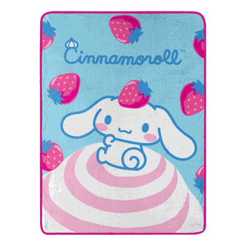 Sanrio Cinnamoroll Strawberry Bun Micro Raschel Throw Blanket 46x60 Inches