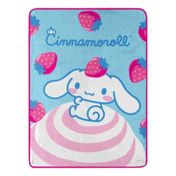 Sanrio Cinnamoroll Strawberry Bun Micro Raschel Throw Blanket 46x60 Inches