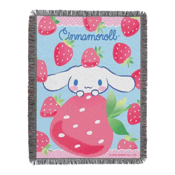 Sanrio Cinnamoroll Strawberry Surprise Woven Tapestry Throw Blanket 48x60 Inches