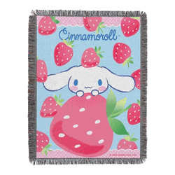 Sanrio Cinnamoroll Strawberry Surprise Woven Tapestry Throw Blanket 48x60 Inches