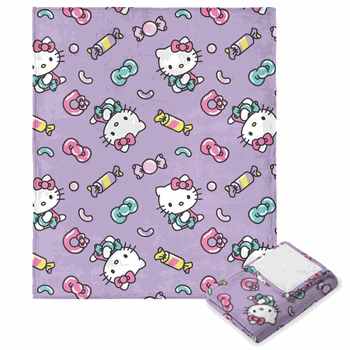 Sanrio Hello Kitty Candy Cute Micro Raschel Throw Blanket 46x60 Inches