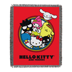 Sanrio Hello Kitty Circle Of Fun Woven Tapestry Throw Blanket 48x60 Inches