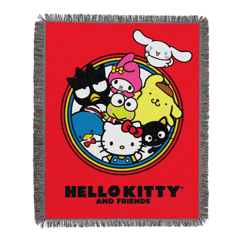 Sanrio Hello Kitty Circle Of Fun Woven Tapestry Throw Blanket 48x60 Inches