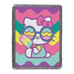 Sanrio Hello Kitty Cool Kitty Woven Tapestry Throw Blanket 48x60 Inches