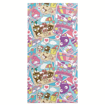Sanrio Hello Kitty & Friends Vacay Postcards Microfiber Beach Towel 30 x 60 Inches