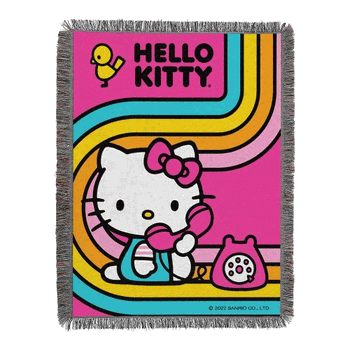 Sanrio Hello Kitty Let's Chat Woven Tapestry Throw Blanket 48x60 Inches