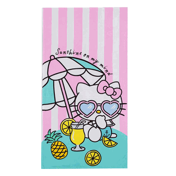 Sanrio Hello Kitty Umbrella Drink Beach Towel 30x60 Inches