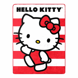 Sanrio Hello Kitty Waving Stripes Micro Raschel Throw Blanket 46x60 Inches