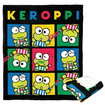 Sanrio Keroppi Scribble Squares Silk Touch Throw Blanket 50x60 Inches