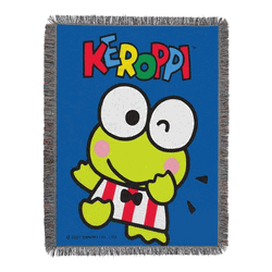 Sanrio Keroppi Wave Woven Tapestry Throw Blanket 48x60 Inches