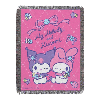 Sanrio My Melody and Kuromi Opposites Attract Woven Tapestry Throw Blanket 48x60 Inches