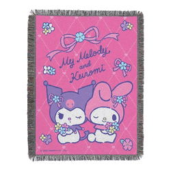 Sanrio My Melody and Kuromi Opposites Attract Woven Tapestry Throw Blanket 48x60 Inches