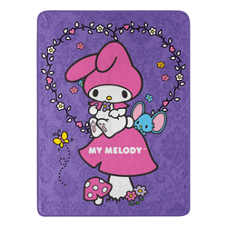 Sanrio My Melody Lavender Petals Micro Raschel Throw Blanket 46x60 Inches