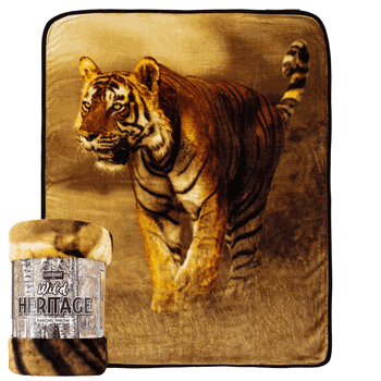 Savanna Tiger Wilderness Raschel Throw Blanket 60x80Inches